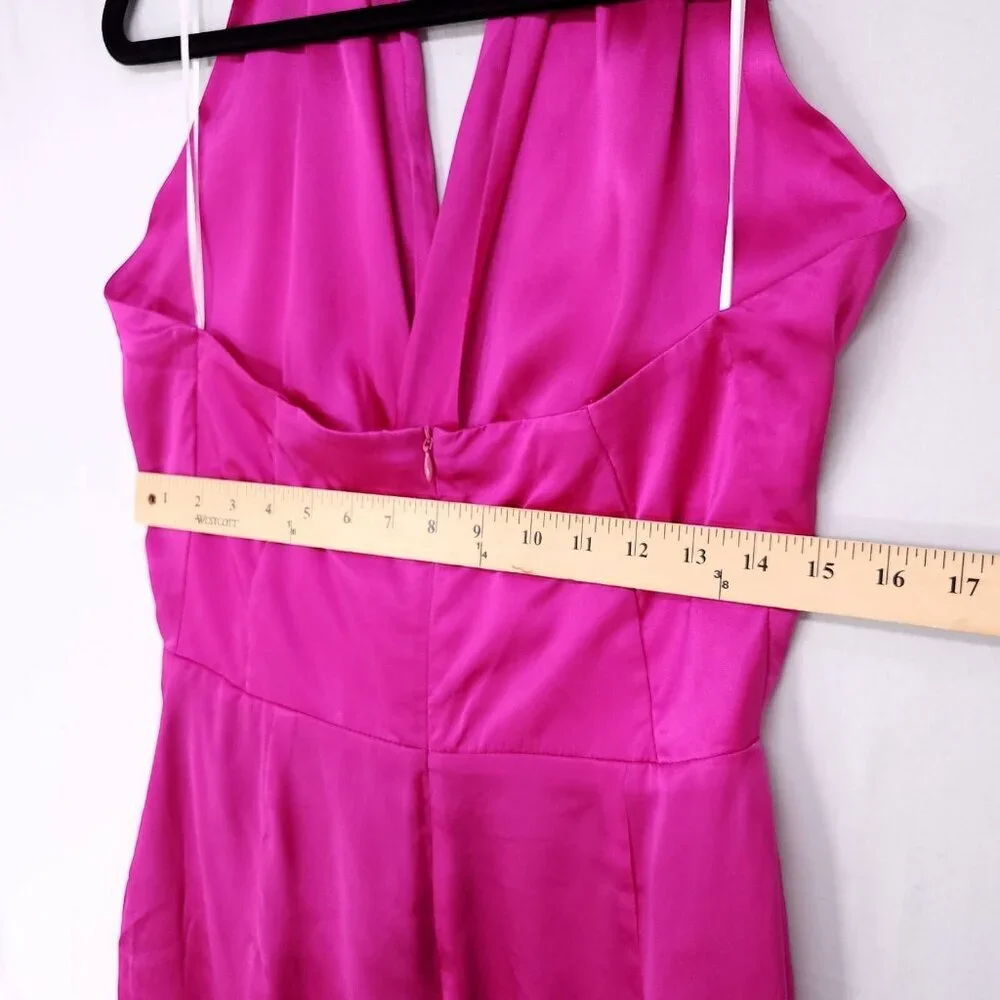 Revolve Amanda Uprichard Silk Mini Dress Size Medium Halter Hot Pink *altered - Picture 10 of 15